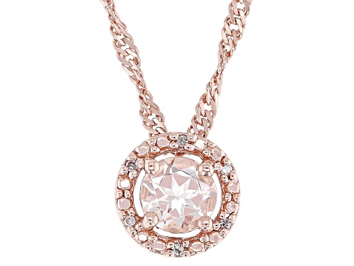 0.38ct Morganite With 0.02ctw White Diamond 18k Rose Gold Over Sterling Silver Pendant With Chain