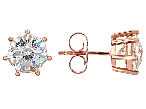 5.10ctw Heptagon Strontium Titanate 18k Rose Gold Over Sterling Silver Stud Earrings