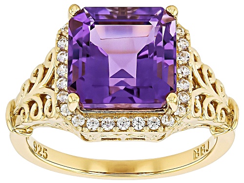 3.60ct Canela Amethyst With 0.36ctw White Zircon 18k Yellow Gold Over Sterling Silver Ring - Size 8
