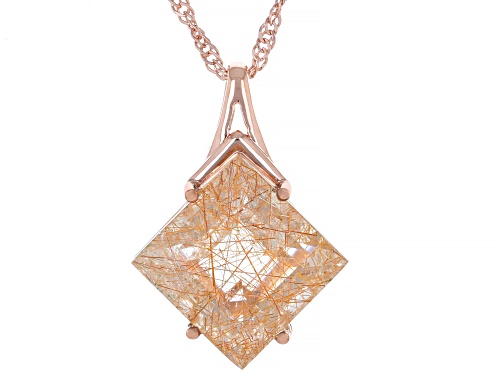 5.50ct Copper Rutilated Quartz 18k Rose Gold Over Sterling Silver Pendant with Chain