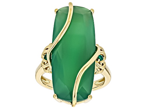 14.69ctw Green Onyx 18k Yellow Gold Over Sterling Silver Ring - Size 8