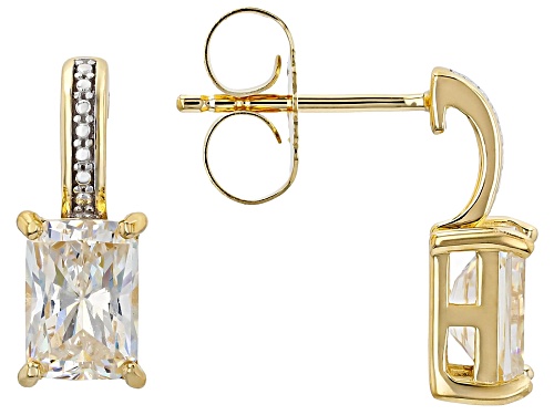 2.55ctw Strontium Titanate 18k Yellow Gold Over Sterling Silver Earrings