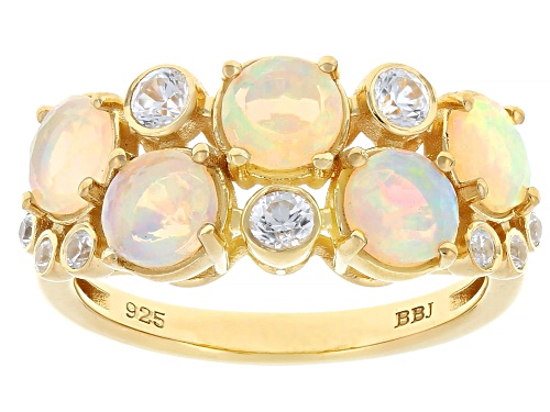 1.17ctw Ethiopian Opal With 0.04ctw White Zircon 18k Yellow Gold Over Sterling Silver Ring - Size 8
