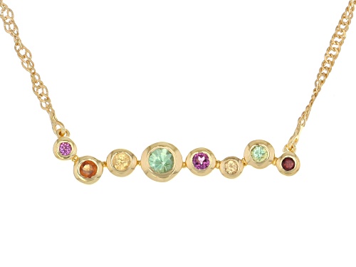 0.28ctw Multi Garnet 18k Yellow Gold Over Sterling Silver Necklace - Size 18