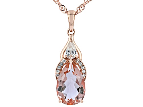 3.60ct Color Change Zandrite(R) With 0.30ctw White Zircon 18k Rose Gold Over Silver Pendant/Chain