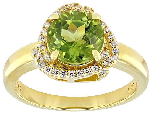 1.96ct Manchurian Peridot™ With 1.07ctw White Zircon 18k Yellow Gold Over Sterling Silver Ring - Size 8