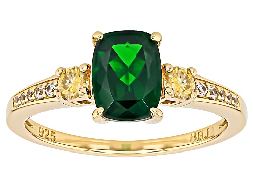 1.22ct Chrome Diopside with 0.28ctw Yellow & White Zircon 18k Gold Over Silver Ring - Size 7
