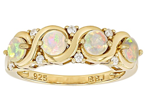 0.64ctw Ethiopian Opal With Moissanite Fire ® 18k Yellow Gold Over Sterling Silver Ring - Size 6