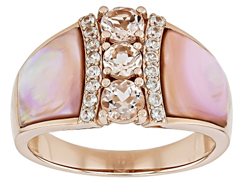 .77ctw Morganite with Pink Mother-Of-Pearl & .30ctw White Zircon 18k Rose Gold Over Silver Ring - Size 10