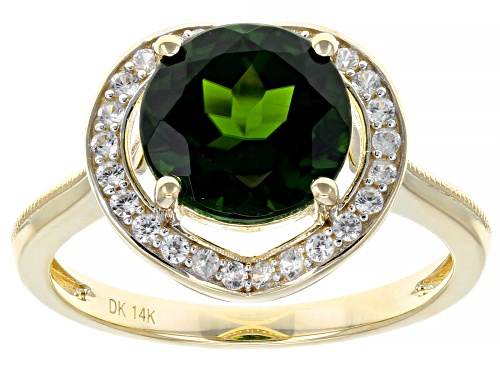 Photo of 2.55ct Round Chrome Diopside With .22ctw Round White Zircon 14k Yellow Gold Ring - Size 8