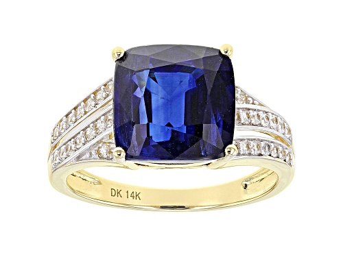 5.97ct Kyanite with 0.33ctw White Zircon 14k Yellow Gold Ring - Size 7