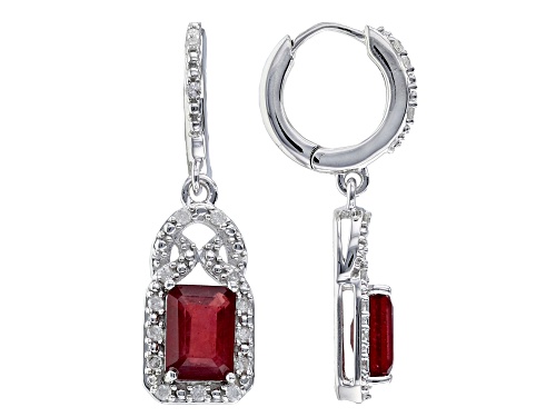 2.58ctw Mahaleo® Ruby With 0.18ctw Diamond Rhodium Over 14k White Gold Earrings
