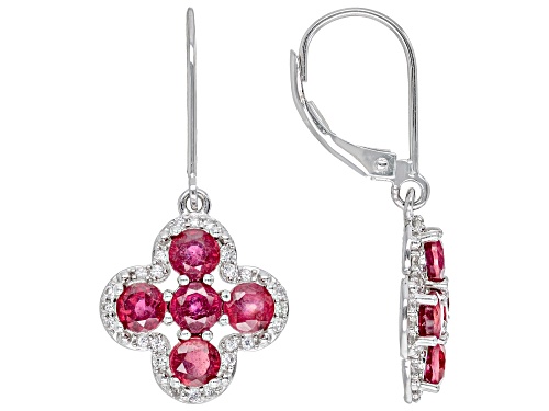 3.83ctw Mahaleo® Ruby With 0.37ctw White Sapphire Rhodium Over 14K White Gold Earrings
