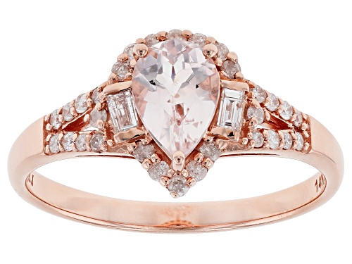Photo of 0.50ctw Pear Shape Cor-De-Rosa Morganite™ With 0.23ctw White Diamond 14k Rose Gold Ring - Size 9