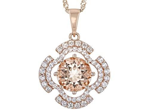 Photo of 1.50ct Cor-De-Rosa Morganite(TM) With 0.55ctw White Sapphire 14k Rose Gold Pendant With Chain