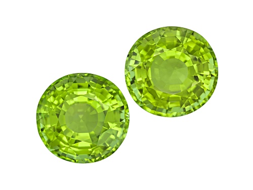 Peridot 11.72mm Round Mixed Step Cut Matched Set 15.18ctw