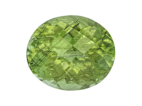 Peridot 14x12mm Oval Checkerboard Cut 9.54ct