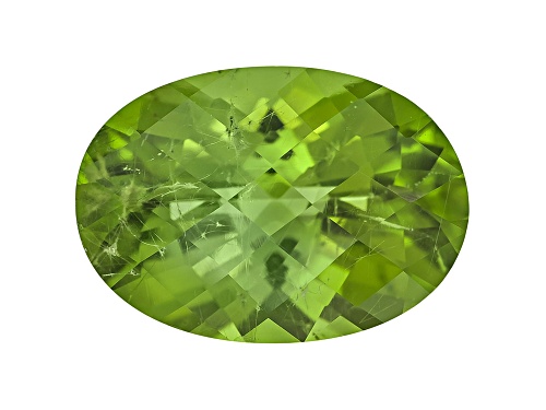 Peridot 13.82x10.88mm Oval Checkerboard Cut 5.98ct