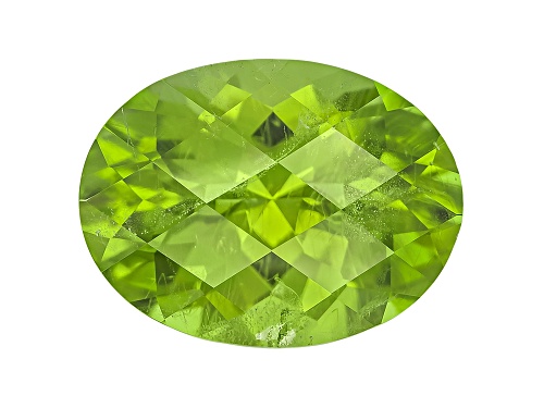 Peridot 13.3x10.1mm Oval Checkerboard Cut 6.28ct