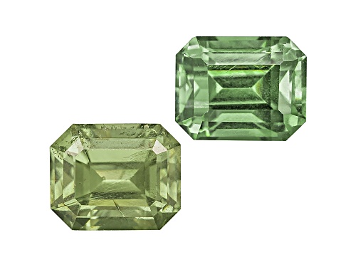 Demantoid Garnet 6.4x4.9m Emerald Cut Set of 2 2.45ctw