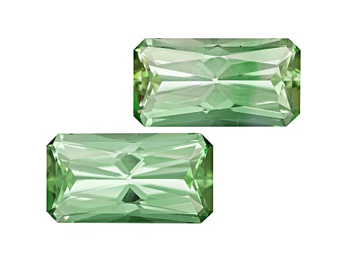 Green Tourmaline Untreated 9.5x5mm Rectangular Octagonal Radiant Cut Matched Pair 3.00ctw
