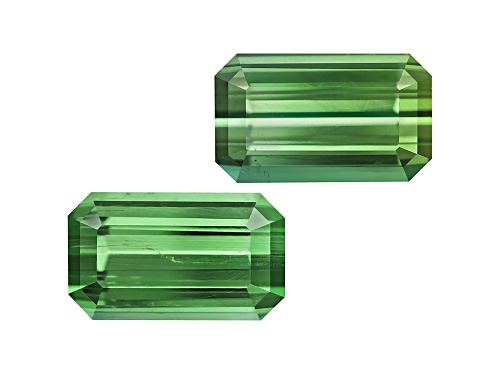 Green Tourmaline Untreated 10.3x6.1mm Emerald Cut Matched Pair 5.00ctw