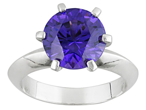 4.59ct Round Lab Created Purple Yag Solitaire Sterling Silver Ring - Size 5
