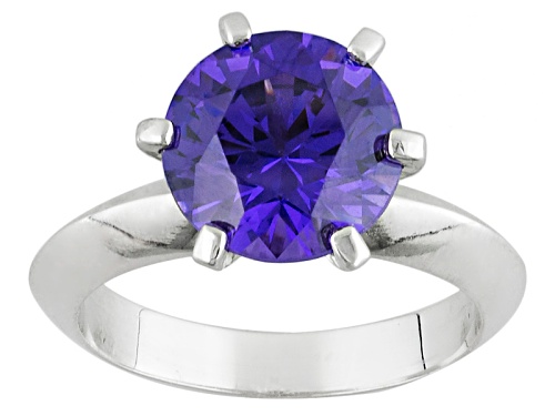 4.59ct Round Lab Created Purple Yag Solitaire Sterling Silver Ring - Size 7