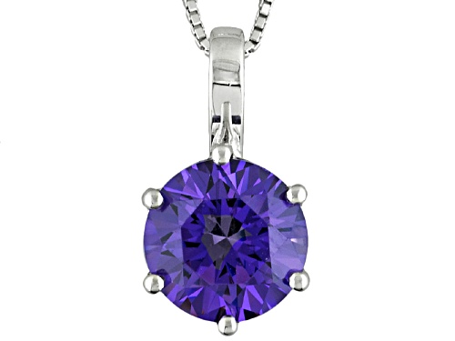 4.59ct Rd Lab Created Tanzanite Color Yag Sterling Silver Solitaire Pendant With Chain
