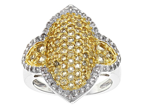 .96ctw Round Citrine With .61ctw Round White Zircon Sterling Silver Ring - Size 5