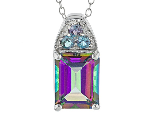 3.30ct Multicolor Topaz And .19ctw Lab Created Alexandrite Sterling Silver Pendant With Chain