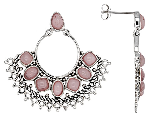 Pear Shape,Oval,Cushion Cabochon Peruvian Pink Opal Sterling Silver Earrings