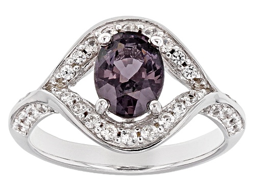Photo of 1.15ct Oval Myanmar Purple Spinel With .54ctw White Zircon Rhodium Over Sterling Silver Ring - Size 9