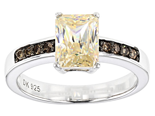 2.55ct Strontium Titanate and .09ctw Champagne Diamond Sterling Silver Ring - Size 11