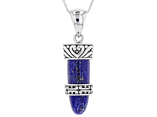 Photo of 23x9mm cusrom cut Lapis Lazuli Sterling Silver Pendant With Chain