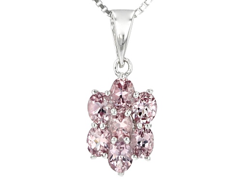 Photo of 1.19CTW OVAL COLOR SHIFT GARNET RHODIUM OVER STERLING SILVER CLUSTER PENDANT WITH CHAIN