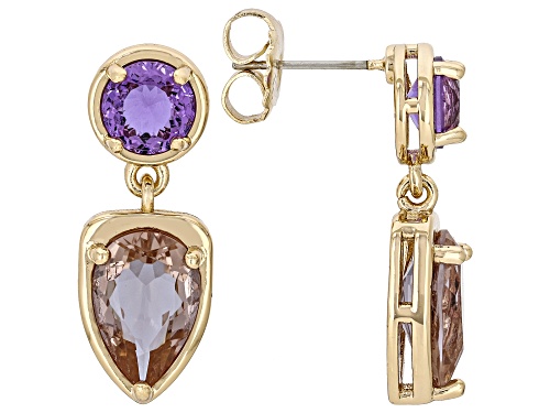 Mixed Shape Zandrite Bronze 2-Stone Dangle Earrings