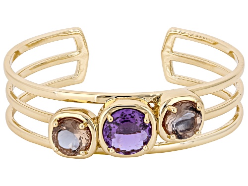 Round Zandrite Bronze Open Design Cuff Bracelet - Size 7.5