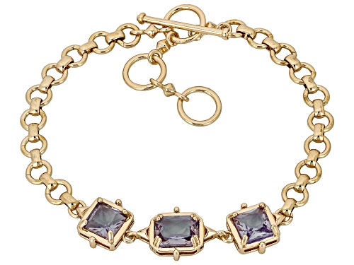 Zandrite Bronze Chain Link 3-Stone Bracelet - Size 8