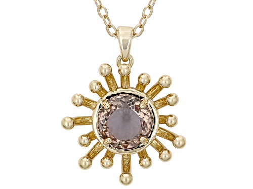 Round Zandrite Bronze Solitaire Pendant with Chain