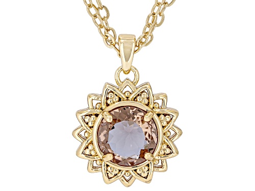 Round Zandrite Bronze Solitaire Double Row Chain Necklace - Size 18