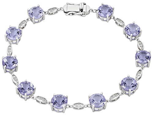 Zandrite and White Zircon Rhodium Over Sterling Silver Bracelet 16.67ctw - Size 8