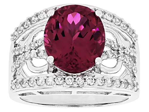Zandrite and White Zircon Rhodium Over Sterling Silver Ring 6.33ctw - Size 8