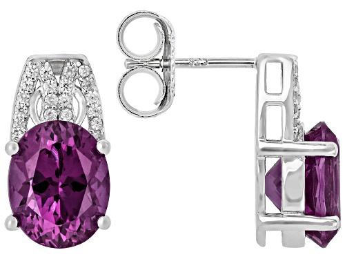 Zandrite and White Zircon Rhodium Over Sterling Silver Drop Earrings 3.10ctw