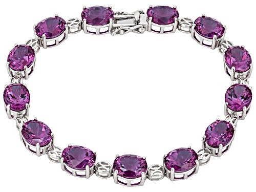 Pink Zandrite Rhodium Over Sterling Silver Line Bracelet 38.01ctw - Size 8
