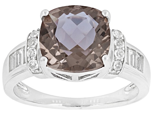 Zandrite and White Topaz Rhodium Over Sterling Silver Ring 3.49ctw - Size 8