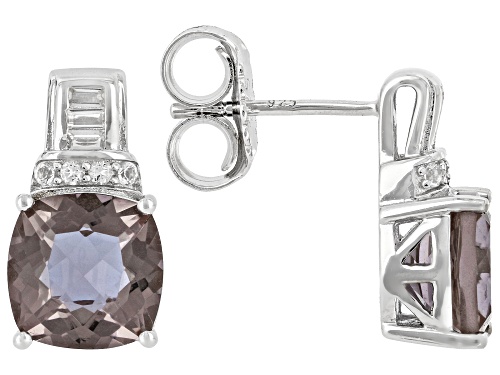 Zandrite and White Topaz Rhodium Over Sterling Silver Drop Earrings 6.43ctw