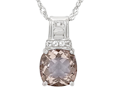 Zandrite and White Topaz Rhodium Over Sterling Silver Pendant with Chain
