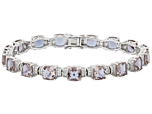 Zandrite and White Zircon Rhodium Over Sterling Silver Bracelet 19.94ctw - Size 8