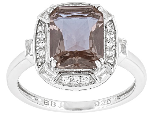 Rectangular Cushion Zandrite and White Topaz Rhodium Over Sterling Silver Ring 3.77ctw - Size 8